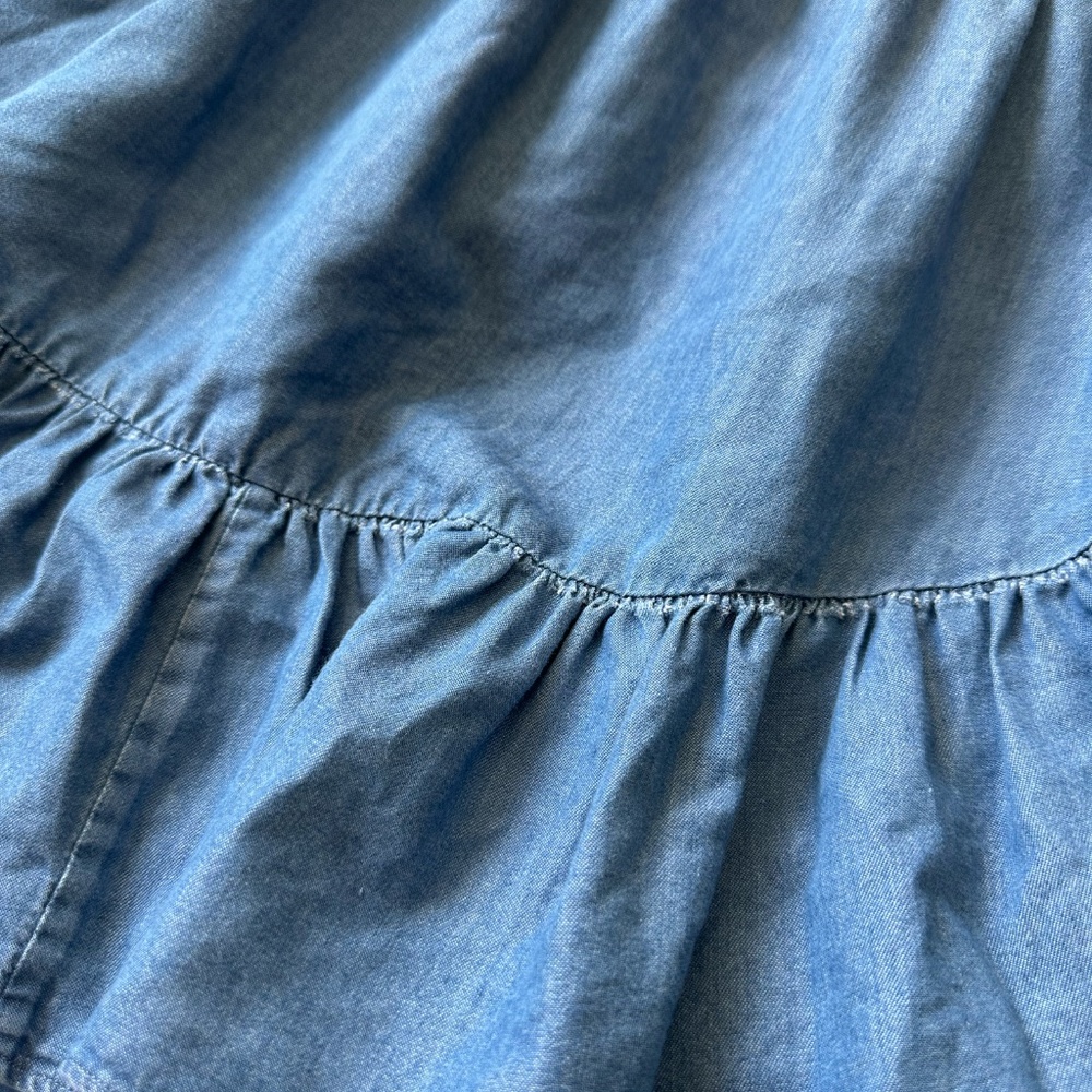 MICHAEL Michael‎ Kors Blue Chambray Faux Wrap Ruffle Dress Size Large - Picture 4 of 7